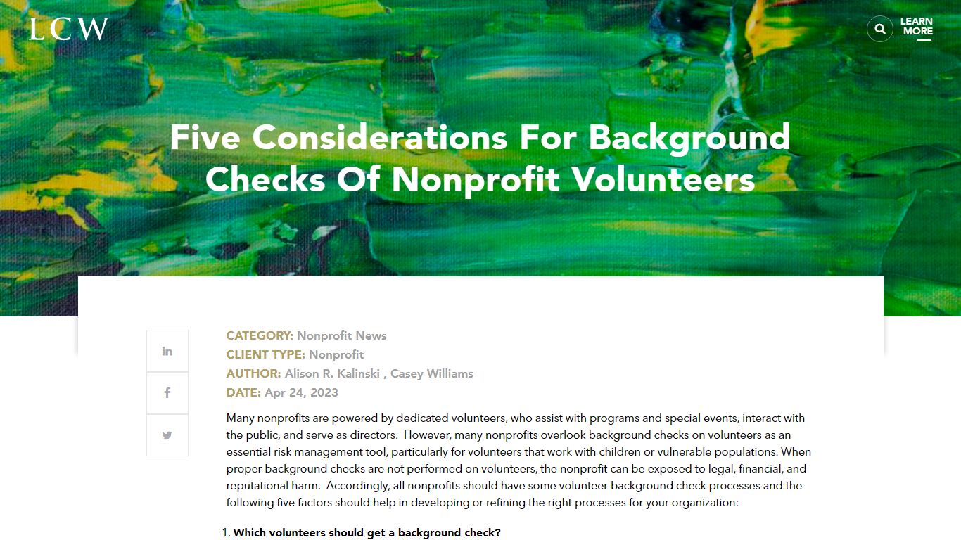 Five Considerations For Background Checks Of Nonprofit Volunteers ...